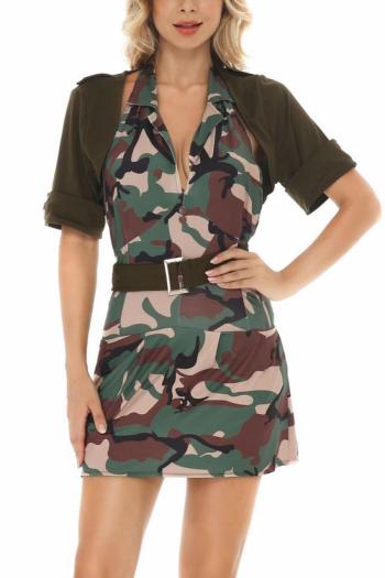 sexy slight stretch camo printing two-piece set police costumes(with hat& belt)