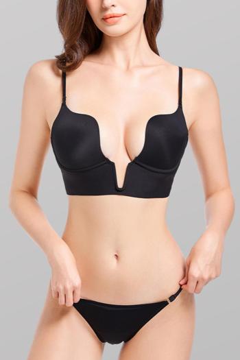 sexy plus size slight stretch traceless beautiful back deep v thin bra sets