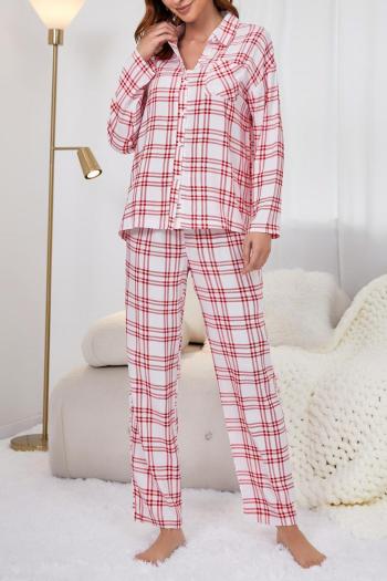 casual non-stretch loose plaid printed pants sets loungewear