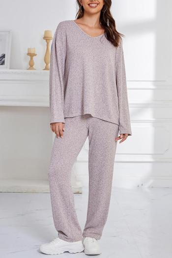 casual slight stretch loose solid color pants sets loungewear