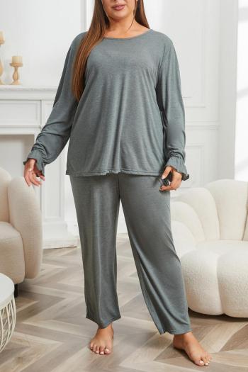 casual plus size slight stretch loose solid color pants sets loungewear