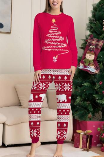 mom's christmas style plus size slight stretch graphic printing pants set