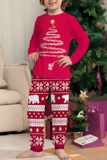 kid's christmas style slight stretch graphic printing pants set