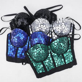 sexy stretch 4 colors sequin decor padded bralettes(with boned& underwire)