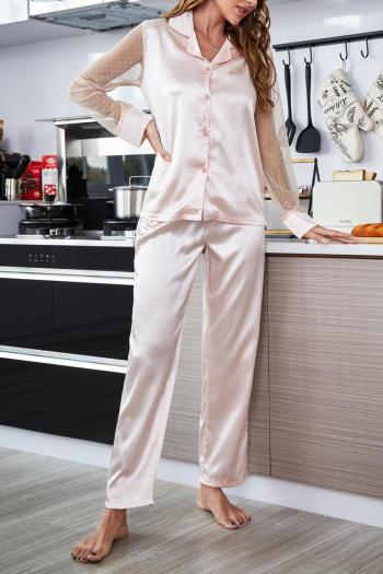 casual non-stretch mesh satin patchwork pants sets sleepwear