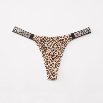 3 pcs sexy plus size stretch letter rhinestone leopard thongs#1#(size run small)