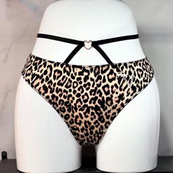 6 pcs sexy slight stretch rhinestone decor leopard panties(size run small)