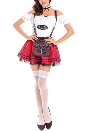 sexy non-stretch lace trim oktoberfest costumes(with neck ring, no stockings)