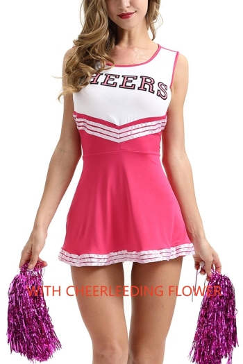 sexy plus size slight stretch cheerleading costumes(with cheerleading flower)