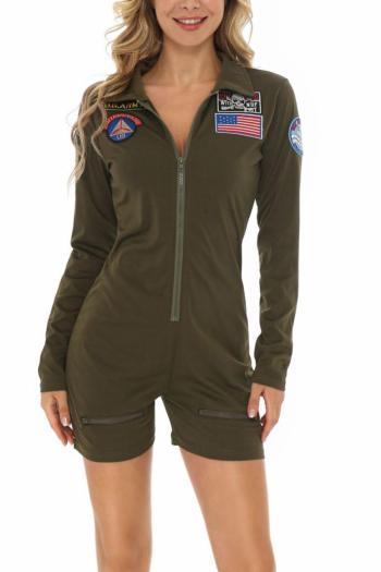 sexy slight stretch zip-up playsuit police costumes