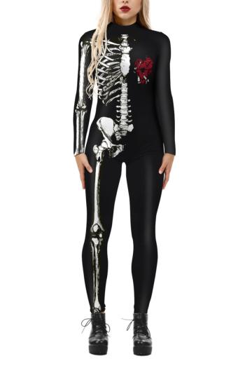 stylish high stretch tight skull print jumpsuit costume#1