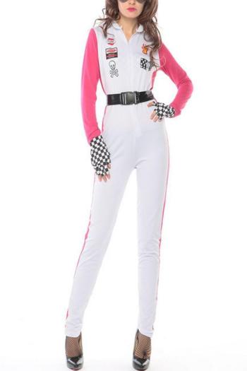sexy slight stretch zip-up jumpsuit racing suits costumes(with gloves& belt)