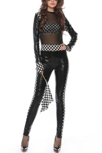 sexy slight stretch stitching mesh racing suits costumes(with gloves)