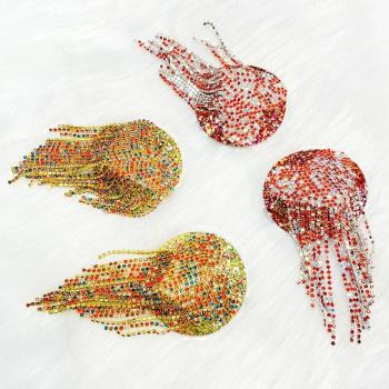 ten pair colorful rhinestone tassel nipple pad(length:5.8+0.2cm)