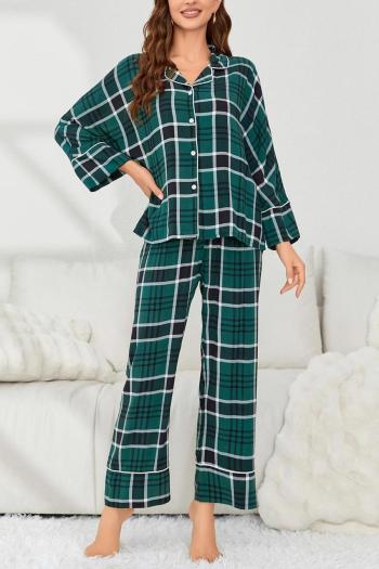 casual non-stretch plaid printed loose pants sets loungewear