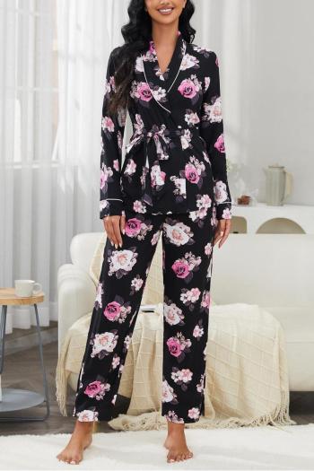 casual non-stretch flower batch printing loose pants sets loungewear