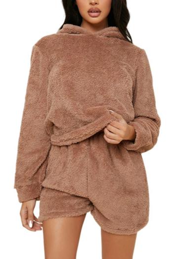 slight stretch flannel bear hooded shorts sets loungewear