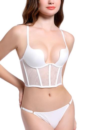 sexy plus size slight stretch solid color underwire rubber bone thin bra sets