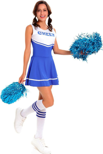 sexy stretch cheerleading costumes(with one pair cheerleading flower&stockings)
