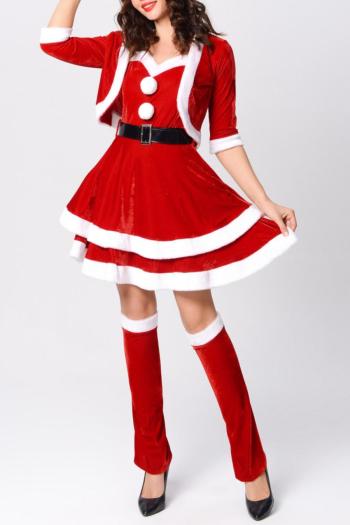 christmas velvet mini dress costume(with hair hoop&cloak&belt&footmuffs)