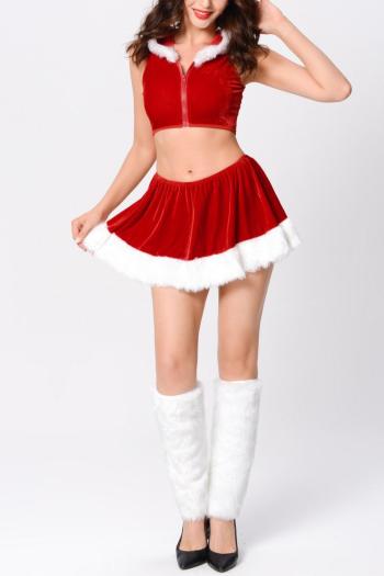 christmas velvet hooded mini skirt sets costume(with footmuffs)