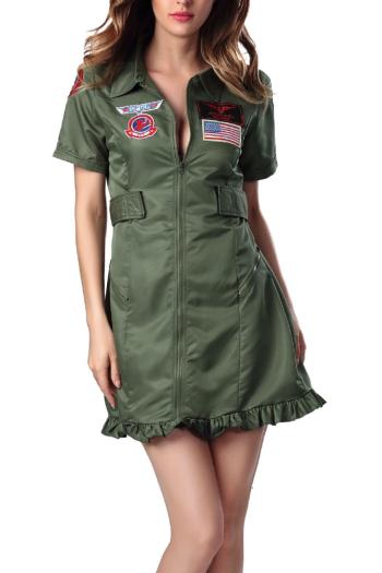 sexy non-stretch female pilot cosplay mini dress costume