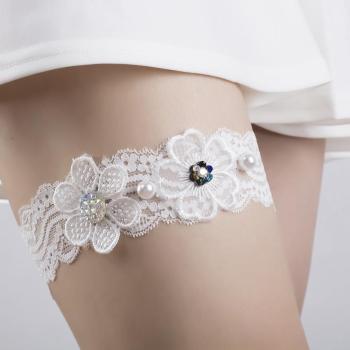 one pc stylish new stretch rhinestone flower lace decor leg ring