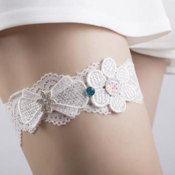 one pc stylish new stretch bow flower decor bride leg ring