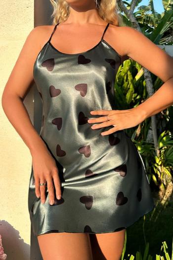 sexy non-stretch simulated silk heart batch printing sleepwear