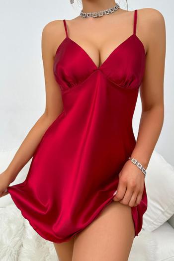 sexy non-stretch emulation silk 6 colors low-cut sling nightgown