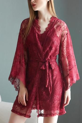 sexy non-stretch satin sling with lace nightgown two-piece set sleepwear