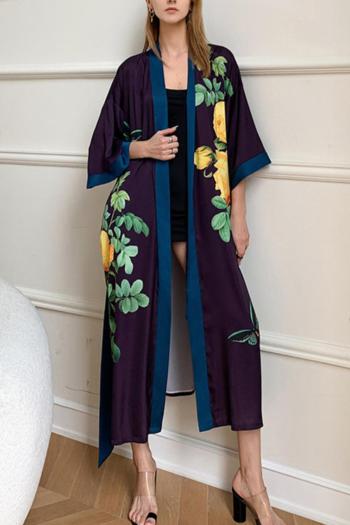 sexy non-stretch flower printing belt imitation silk nightgown sleepwear#1