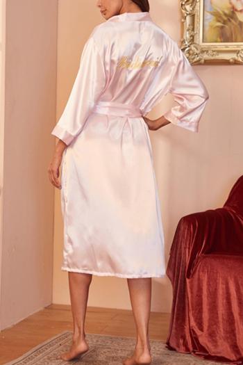 sexy non-stretch letter embroidery with belt morning robe sleepwear