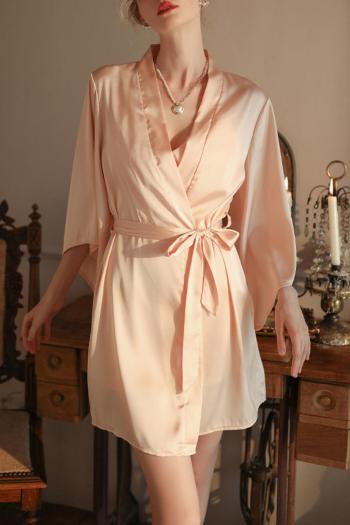 sexy non-stretch simple solid satin nightgown sleepwear size run small