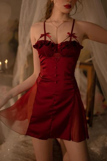 sexy non-stretch patchwork sling mini dress sleepwear size run small