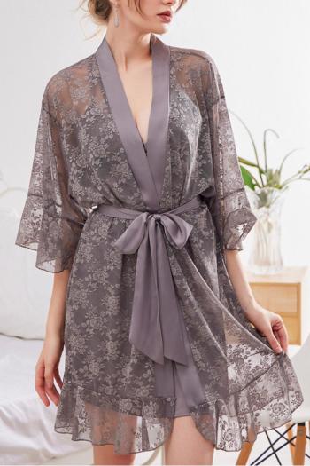 sexy non-stretch 6 colors satin with lace nightgown sleepwear
