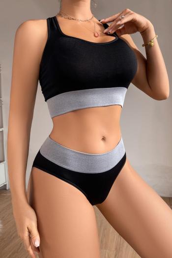 sexy slight stretch sling tight contrast color breathable two-piece sets