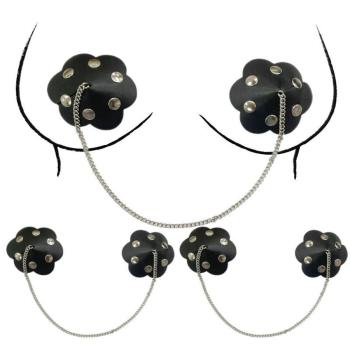 ten pair rivet pu chain flower shape nipple pad(length:7+0.3cm)