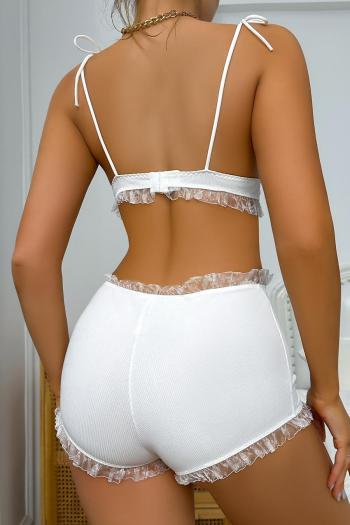 Sexy slight stretch mesh stitching bow two-piece lingerie