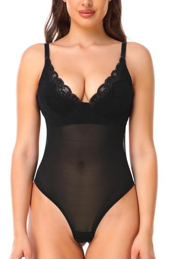 sexy plus size high stretch lace spliced underwire low-cut gathered body shaper