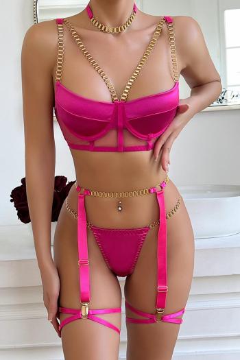 sexy slight stretch underwire three-piece set with neck ring and leg rings