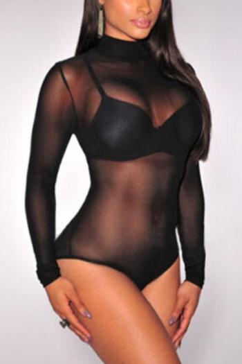 sexy plus size slight stretch see-through mesh solid color teddy collection