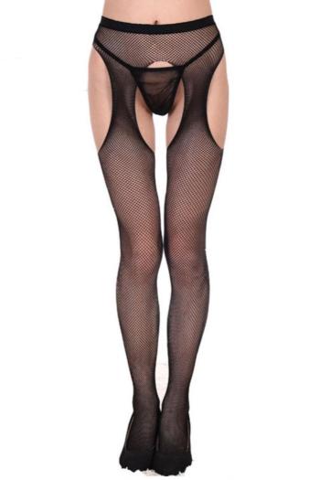 sexy high stretch solid color hollow crotchless fishnet tights