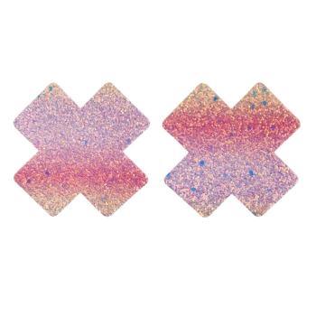 fifty pair cross shape glitter gradient nipple pad(length:8cm)