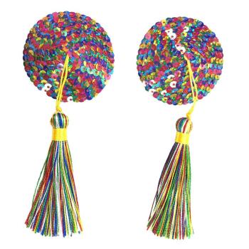 ten pair round shape multicolor sequins tassel nipple pad(length:5.5cm)