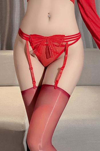 sexy slight stretch 3 colors bow low-waist with garters thong(no stockings)