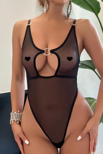 sexy high stretch see through mesh ring linked teddy collection