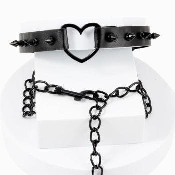 one pc sm new heart rivet decor leash necklace