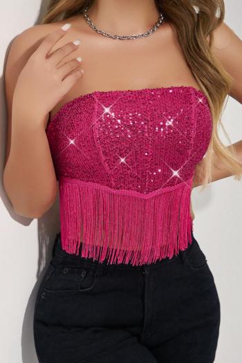 sexy slight stretch sequin lace-up tassel with boned bralettes