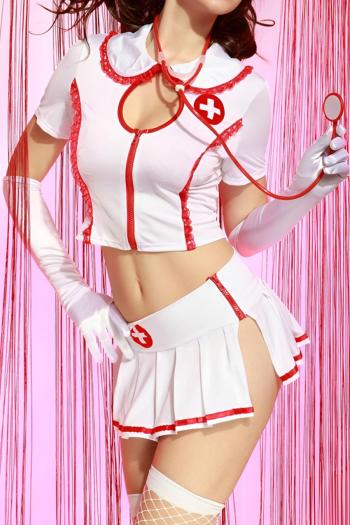 sexy slight stretch contrast color nurse costumes(with full of accessories)